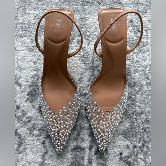 Zara Shoes - Zara Faux Pearl Slingbacks
